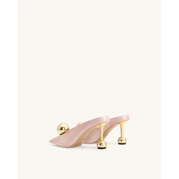 JW PEI Sofia Angled Vamp Heel Mules in Dusty Pink | Mules | Coveti