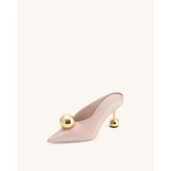 JW PEI Sofia Angled Vamp Heel Mules in Dusty Pink | Mules | Coveti