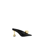 JW PEI Sofia Angled Vamp Snakeskin Heel Mules in Black | Mules | Coveti