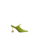 JW PEI Sofia Metal Accent Sphere Heel Mules in Green | Mules | Coveti