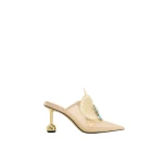 JW PEI Sofia Orchid Sphere Heel Mules in Beige | Mules | Coveti