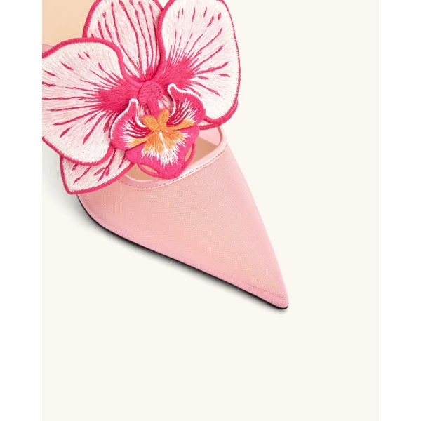 JW PEI Sofia Orchid Sphere Heel Mules in Pink | Mules | Coveti