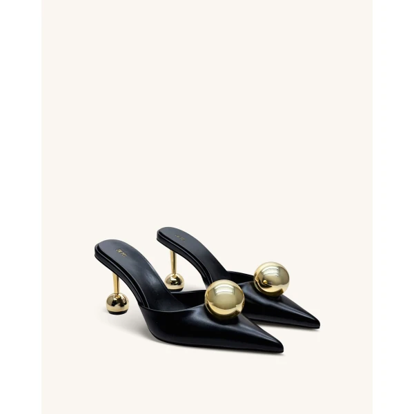 JW PEI Sofia Sphere Heel Mules in Black | Mules | Coveti