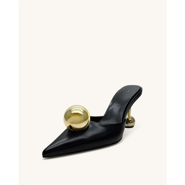 JW PEI Sofia Sphere Heel Mules in Black | Mules | Coveti