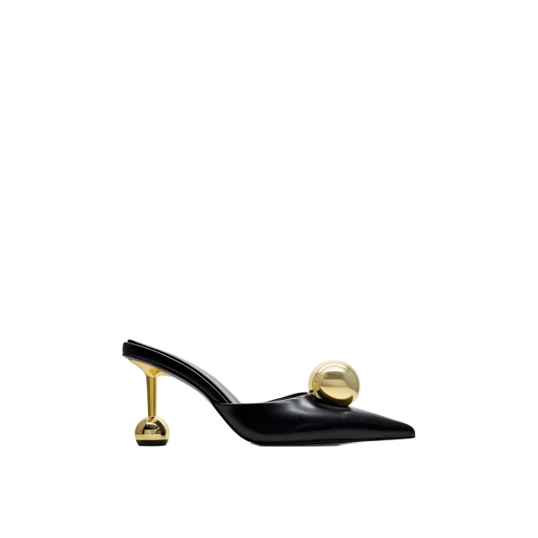 JW PEI Sofia Sphere Heel Mules in Black | Mules | Coveti