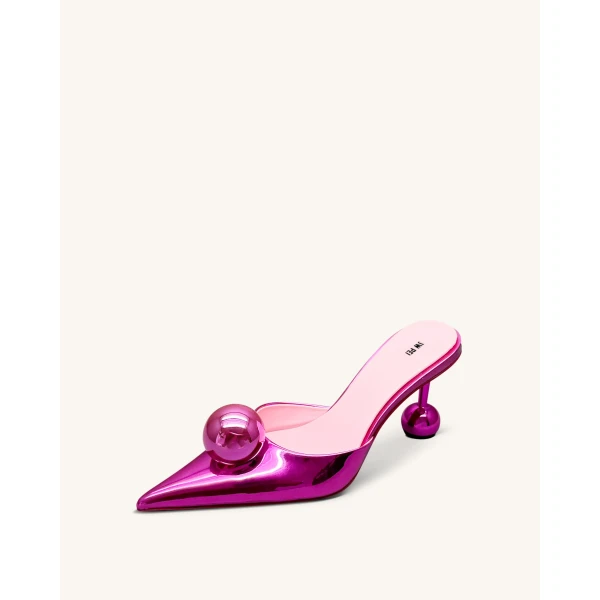 JW PEI Sofia Sphere Heel Mules in Rose Red | Mules | Coveti