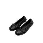 JW PEI Solenne Ruched Drawstring Ballet Flats in Black | Flats | Coveti