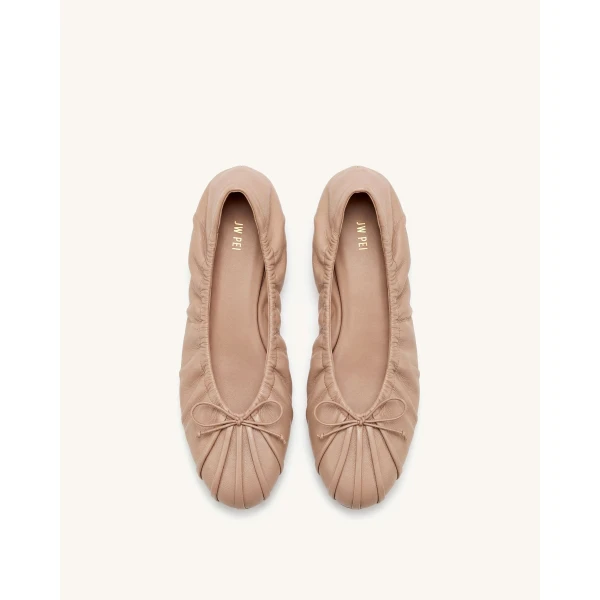 JW PEI Solenne Ruched Drawstring Ballet Flats in Khaki | Flats | Coveti