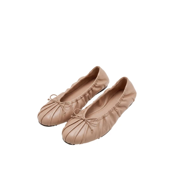 JW PEI Solenne Ruched Drawstring Ballet Flats in Khaki | Flats | Coveti