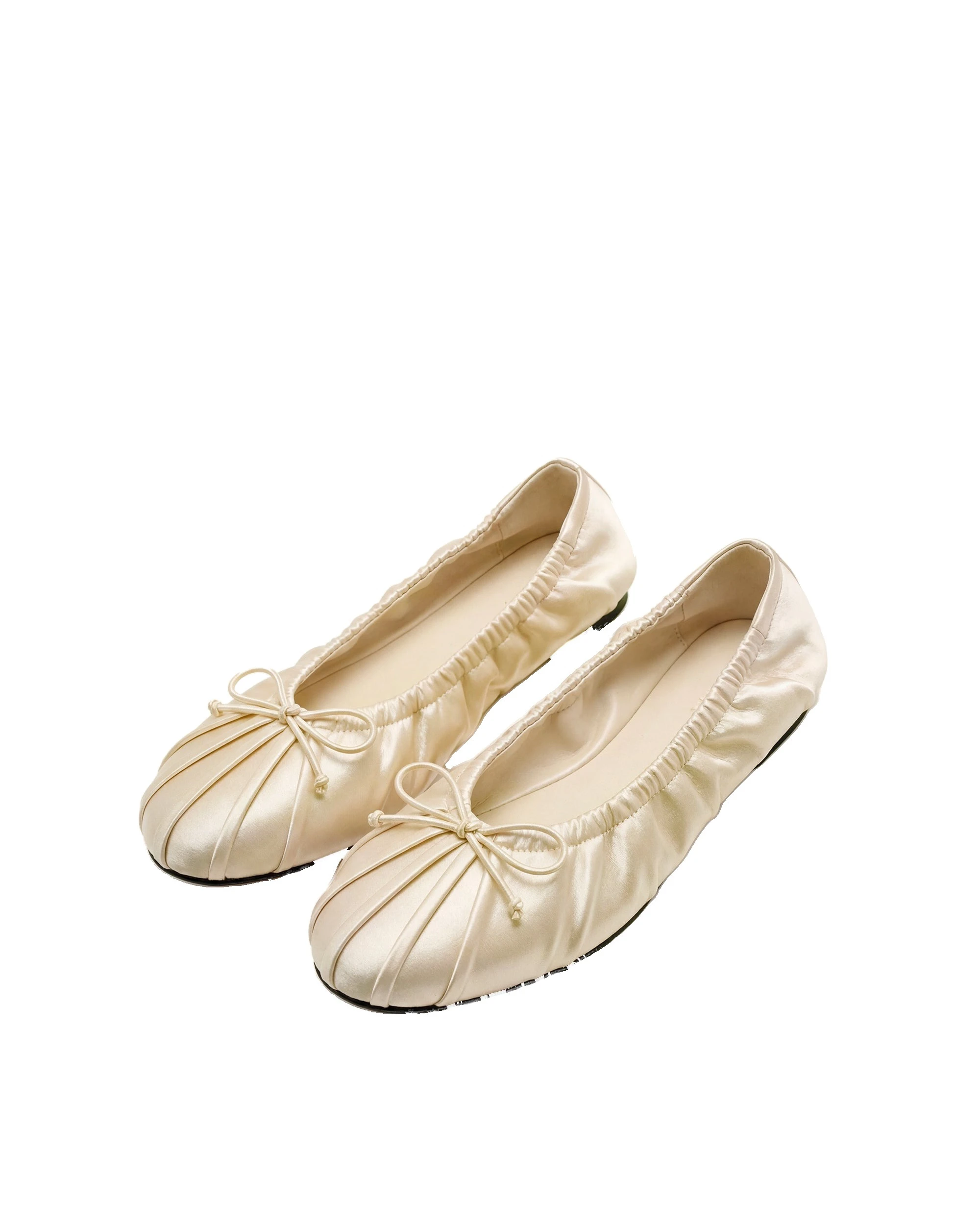 JW PEI Solenne Ruched Drawstring Satin Ballet Flats in Beige JW PEI Solenne Ruched Drawstring Satin Ballet Flats in Beige | Flats | Coveti