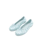 JW PEI Solenne Ruched Drawstring Satin Ballet Flats in Blue | Flats | Coveti