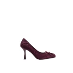 JW PEI Solenne Satin Bow Ruched Pumps in Burgundy | Heels | Coveti