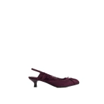 JW PEI Solenne Satin Bow Ruched Slingback Pumps in Burgundy | Heels | Coveti
