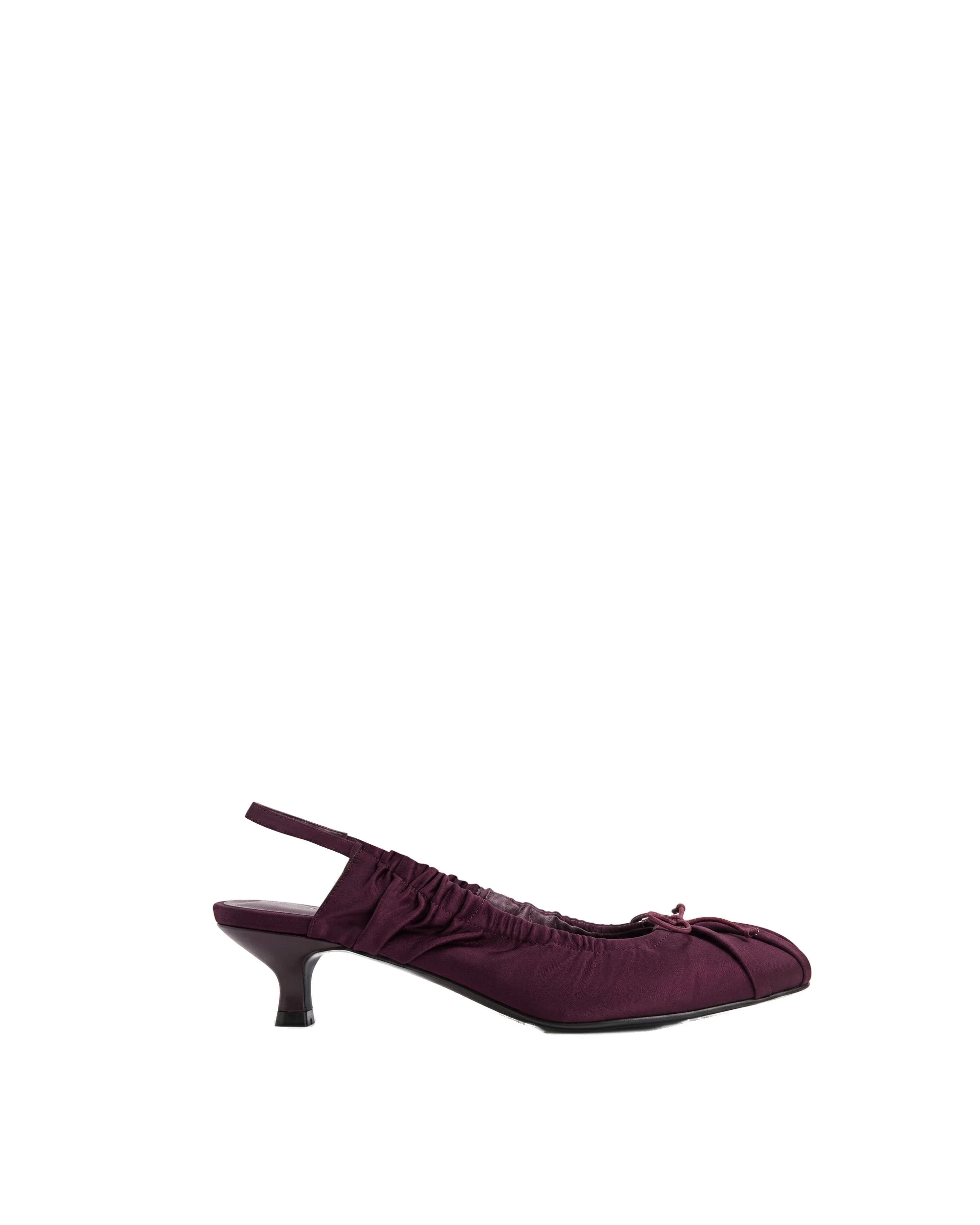 JW PEI Solenne Satin Bow Ruched Slingback Pumps in Burgundy JW PEI Solenne Satin Bow Ruched Slingback Pumps in Burgundy | Heels | Coveti