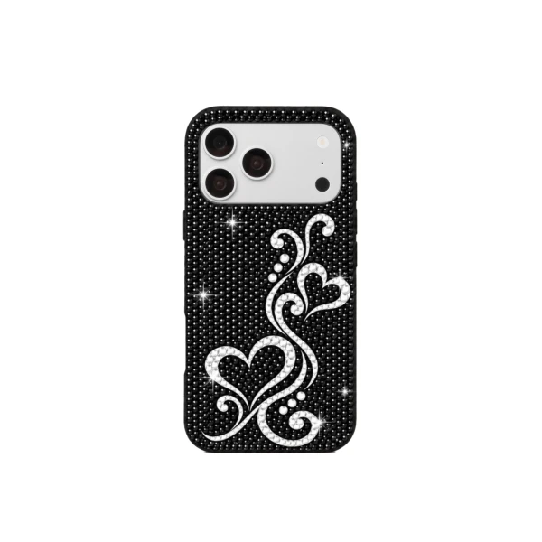 JW PEI Sparkling Heart Artificial Crystal Phone Case in Black | Phone Cases | Coveti