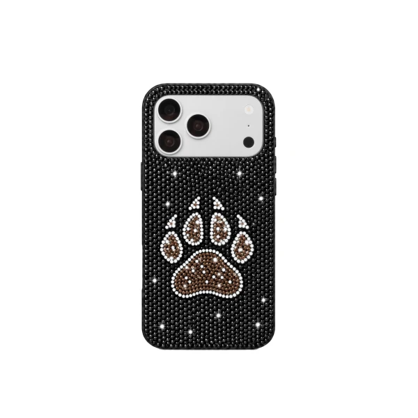 Sparkling Paw Print Phone Case in Black