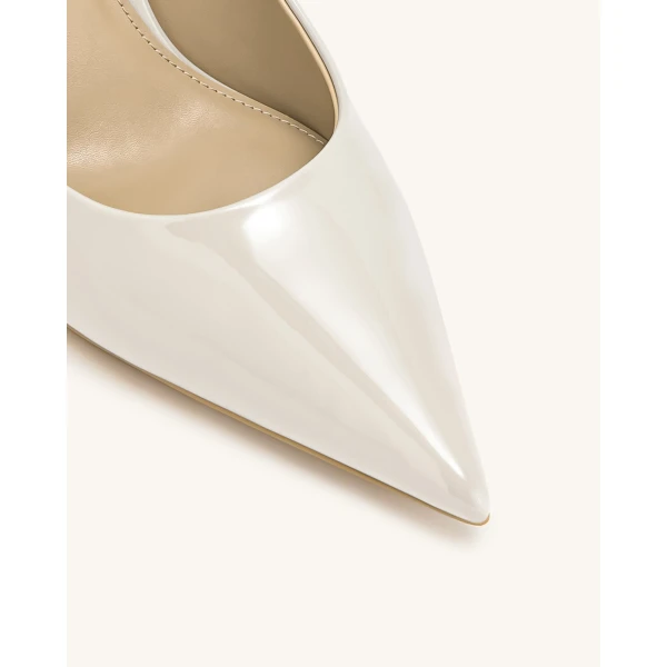 JW PEI Thalina Patent Vegan Leather Pumps in Beige | Heels | Coveti