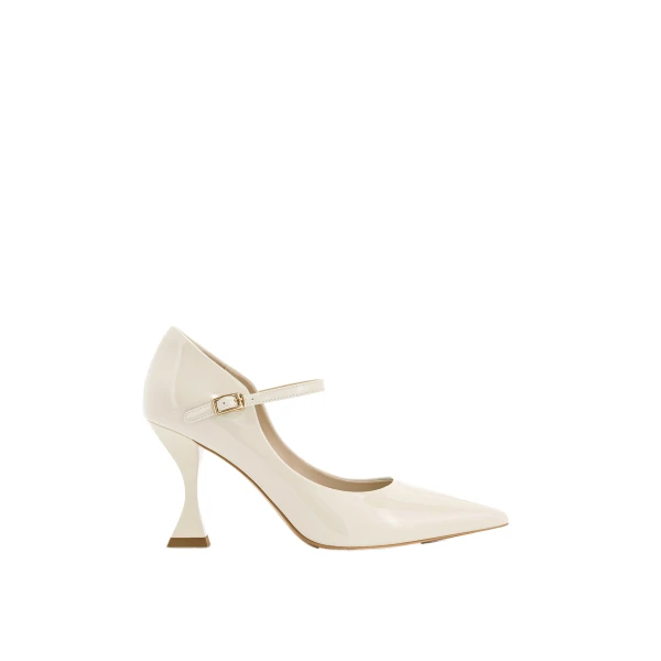 JW PEI Thalina Patent Vegan Leather Pumps in Beige | Heels | Coveti