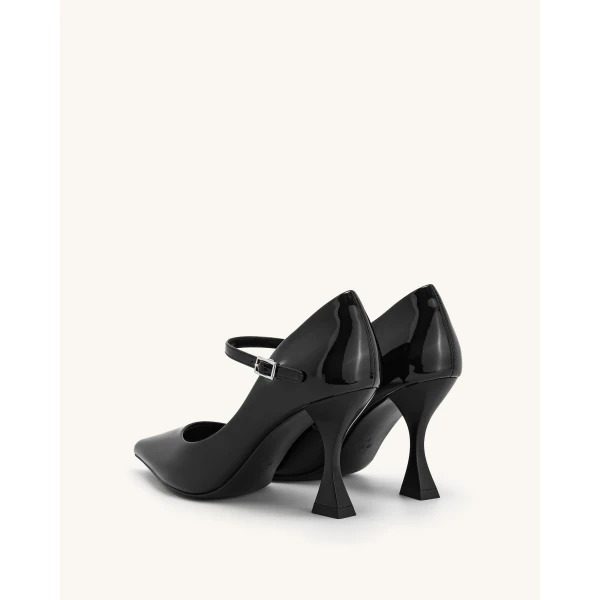 JW PEI Thalina Patent Vegan Leather Pumps in Black | Heels | Coveti