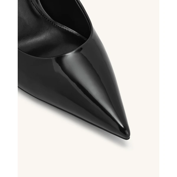 JW PEI Thalina Patent Vegan Leather Pumps in Black | Heels | Coveti