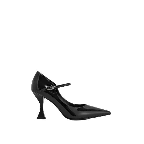 JW PEI Thalina Patent Vegan Leather Pumps in Black | Heels | Coveti