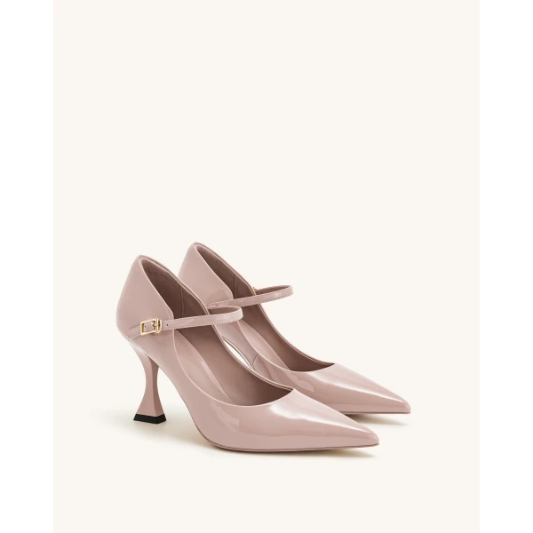 JW PEI Thalina Patent Vegan Leather Pumps in Dusty Pink | Heels | Coveti