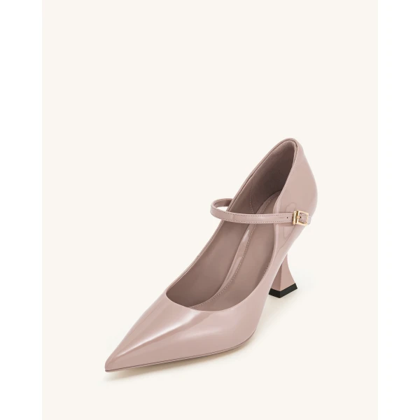 JW PEI Thalina Patent Vegan Leather Pumps in Dusty Pink | Heels | Coveti