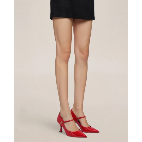 JW PEI Thalina Patent Vegan Leather Pumps in Red | Heels | Coveti