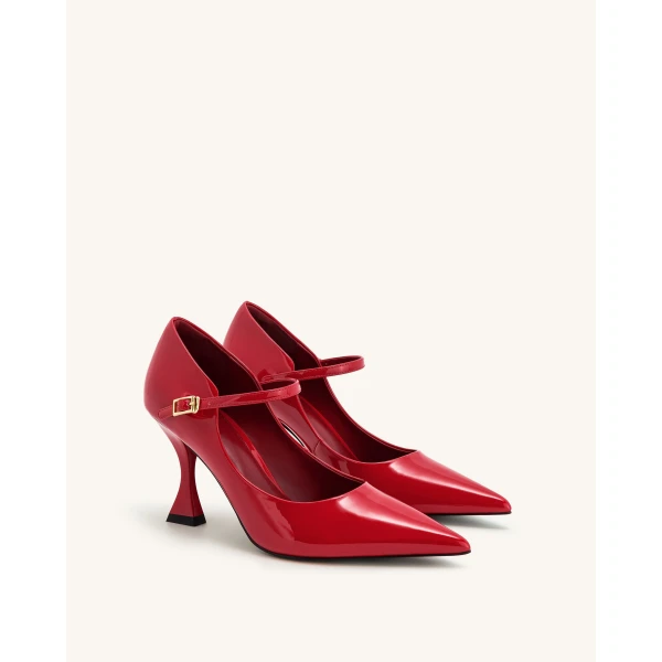 JW PEI Thalina Patent Vegan Leather Pumps in Red | Heels | Coveti