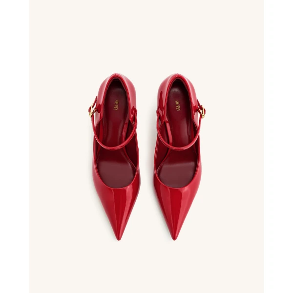 JW PEI Thalina Patent Vegan Leather Pumps in Red | Heels | Coveti