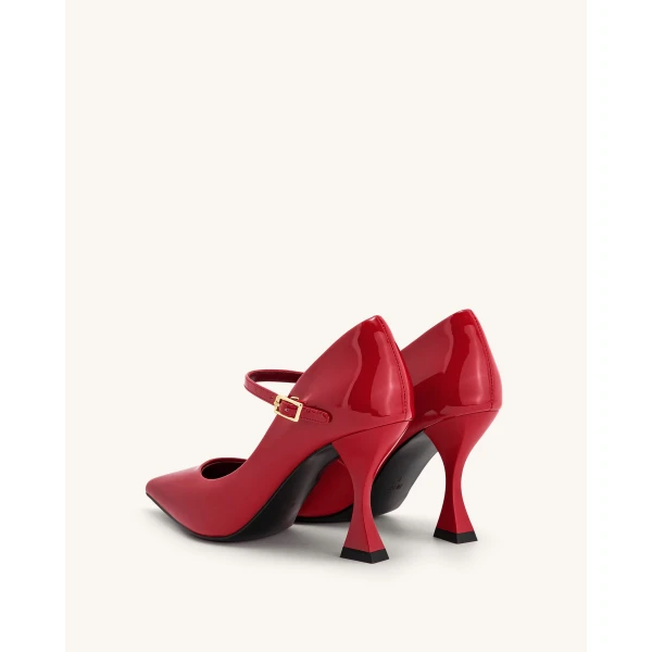 JW PEI Thalina Patent Vegan Leather Pumps in Red | Heels | Coveti