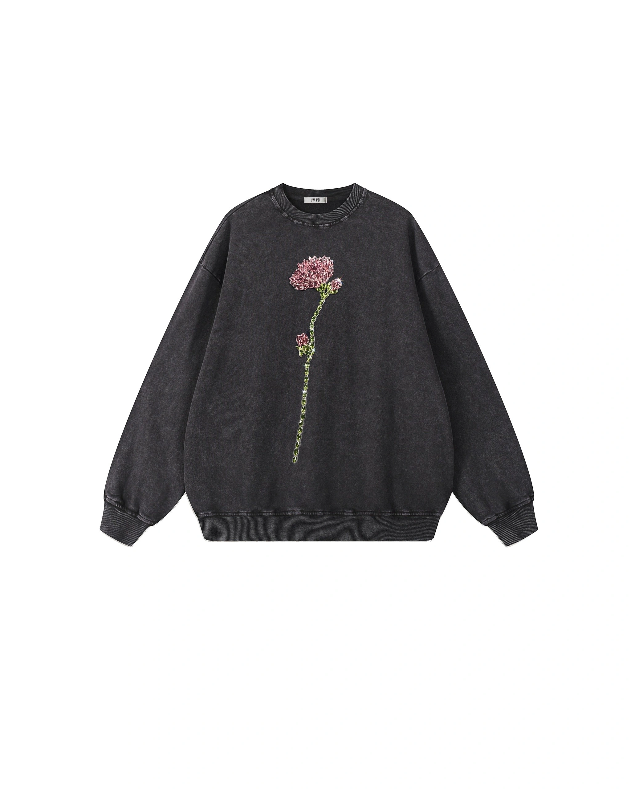 JW PEI The Enchanted Rhinestone Rose Pullover in Black JW PEI The Enchanted Rhinestone Rose Pullover in Black | Sweater | Coveti