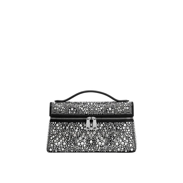JW PEI Thea Artificial Crystal Top Handle Bag in Charcoal Black | Totes & Top-Handle Bags | Coveti