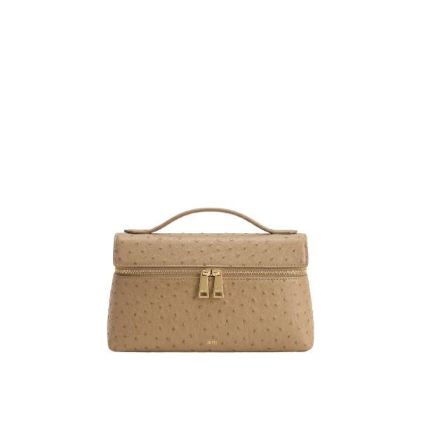 JW PEI Thea Faux Ostrich Top Handle Bag in Camel Brown | Totes & Top-Handle Bags | Coveti
