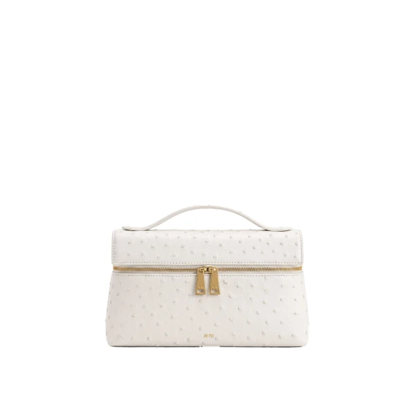 JW PEI Thea Faux Ostrich Top Handle Bag in Pearl White | Totes & Top-Handle Bags | Coveti