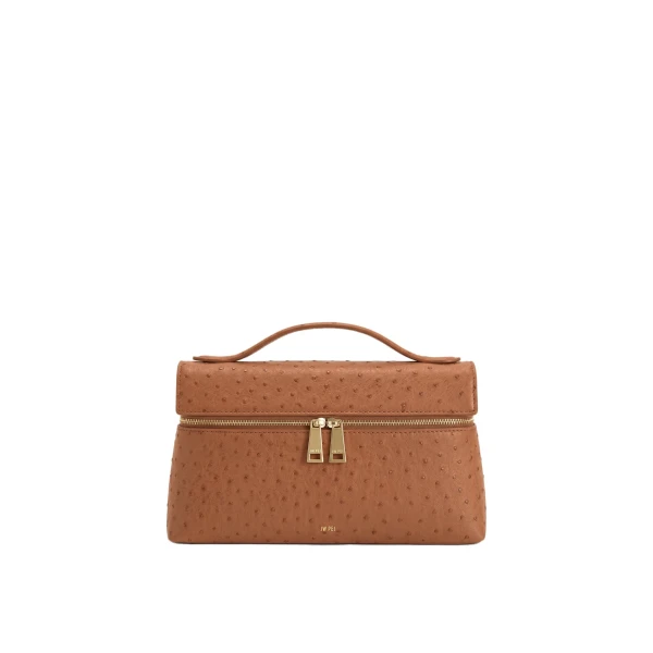 JW PEI Thea Faux Ostrich Top Handle Bag in Red Brown | Totes & Top-Handle Bags | Coveti