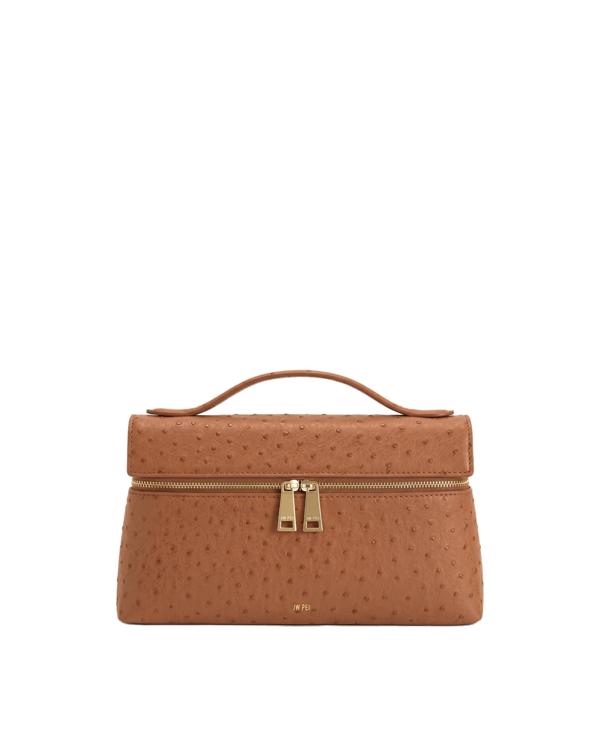 JW PEI Thea Faux Ostrich Top Handle Bag in Red Brown JW PEI Thea Faux Ostrich Top Handle Bag in Red Brown | Totes & Top-Handle Bags | Coveti