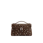 JW PEI Thea Faux Suede Studded Top Handle Bag in Dark Brown | Totes & Top-Handle Bags | Coveti
