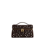 JW PEI Thea Faux Suede Studded Top Handle Bag in Dark Caramel | Totes & Top-Handle Bags | Coveti