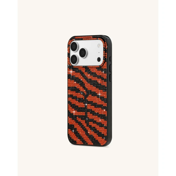 JW PEI Tiger Stripe Artificial Crystal Phone Case in Black | Phone Cases | Coveti