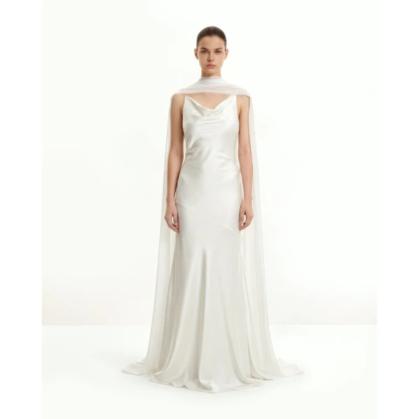 JW PEI Tulle Cape Shawl in White | Scarves | Coveti