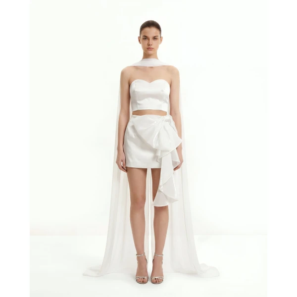 JW PEI Tulle Cape Shawl in White | Scarves | Coveti