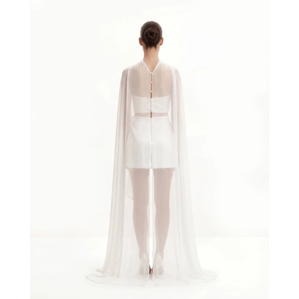 JW PEI Tulle Cape Shawl in White | Scarves | Coveti