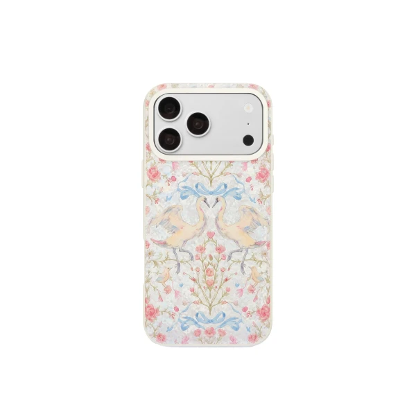 Vintage Romance Swan Pearl Shell Phone Case in White