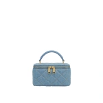 JW PEI Virella Quilted Vanity Top Handle Bag in Light Blue Denim | Totes & Top-Handle Bags | Coveti