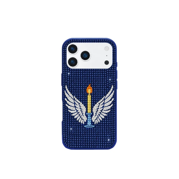 Winged Candle Artificial Crystal Phone Case in Blue