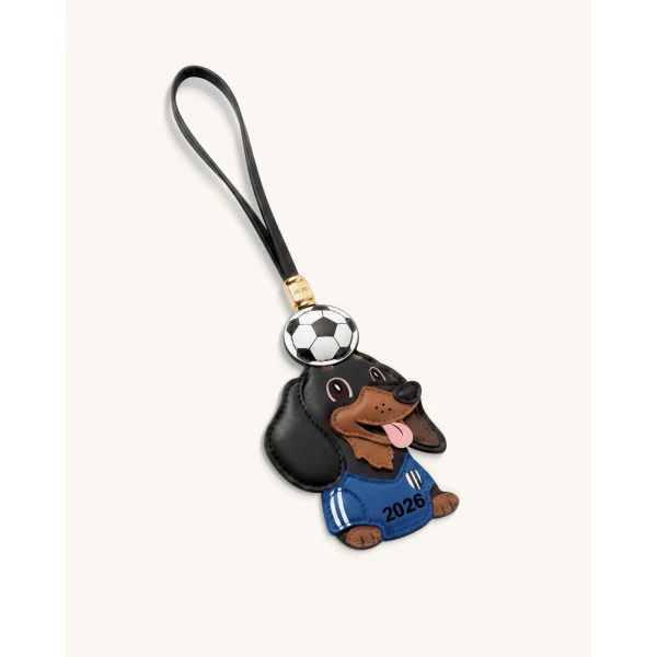 JW PEI World Cup Dachshund Soccer Ball Bag Charm in Blue | Bag Charms | Coveti