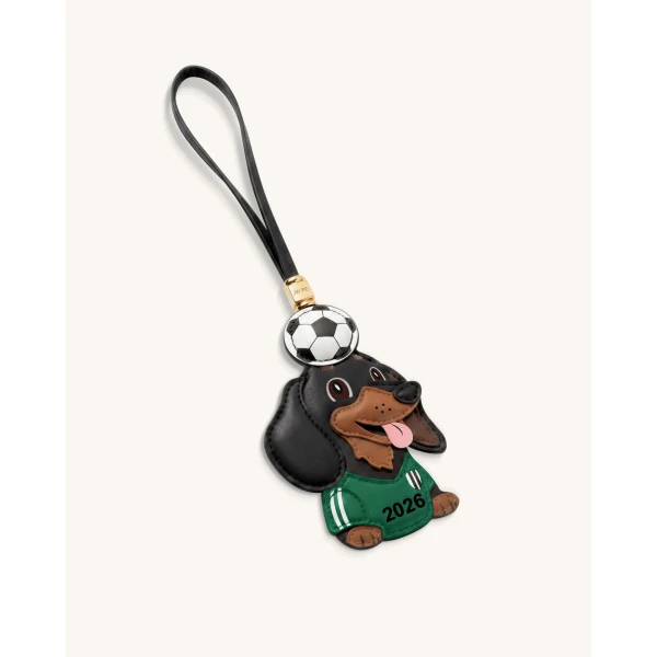 JW PEI World Cup Dachshund Soccer Ball Bag Charm in Green | Bag Charms | Coveti