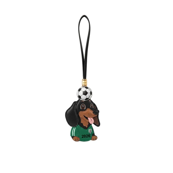 JW PEI World Cup Dachshund Soccer Ball Bag Charm in Green | Bag Charms | Coveti