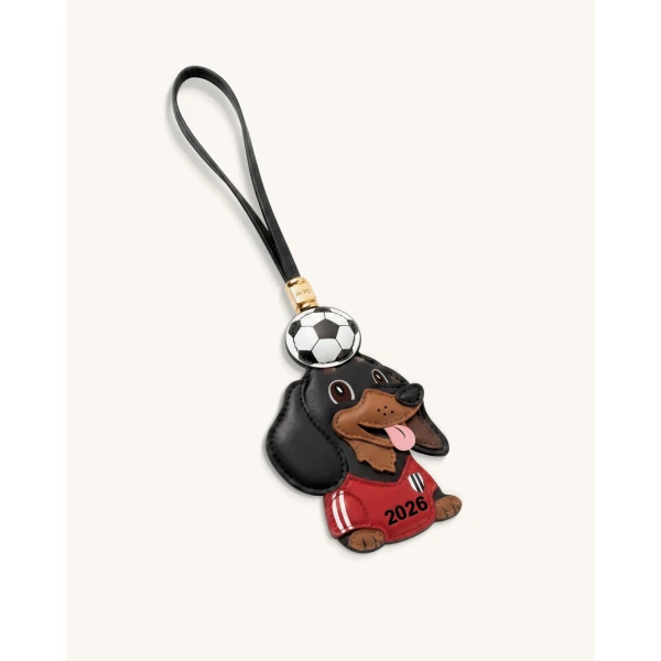 JW PEI World Cup Dachshund Soccer Ball Bag Charm in Red | Bag Charms | Coveti